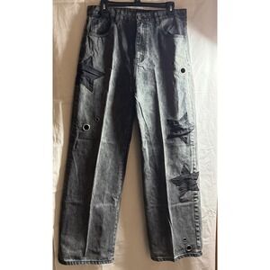 Daisy Street Jeans Womens Black Stonewash Y2K Grunge Size 11 Wide Leg‎
